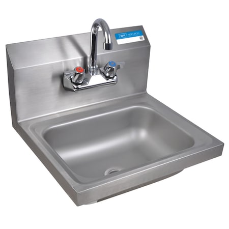 Stainless Steel Hand Sink W/Faucet, 2 Holes, 1-7/8 Drain 14Óx10Óx5Ó